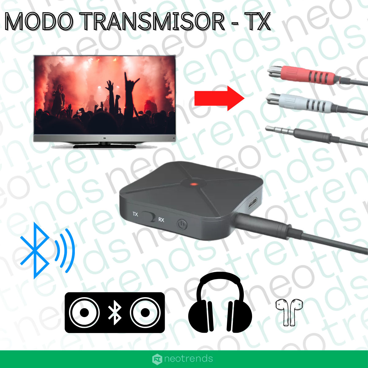Emisor Transmisor Receptor Bluetooth Audio Tv Smart 2